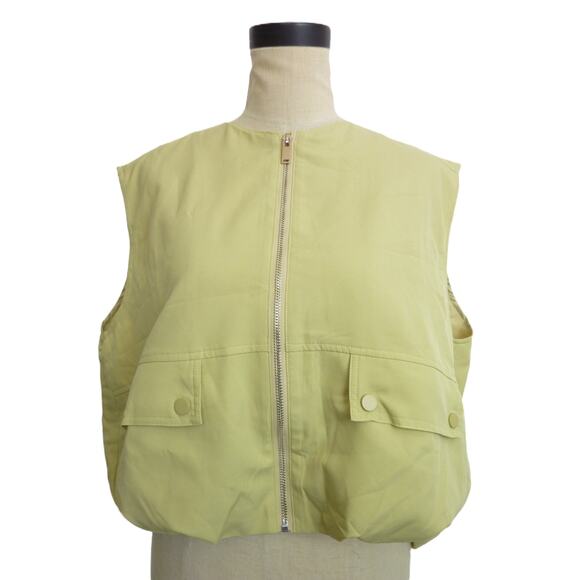 NWT Commense Oversized Boxy Zippered Cargo Vest Pale Green XS - Picture 1 of 7
